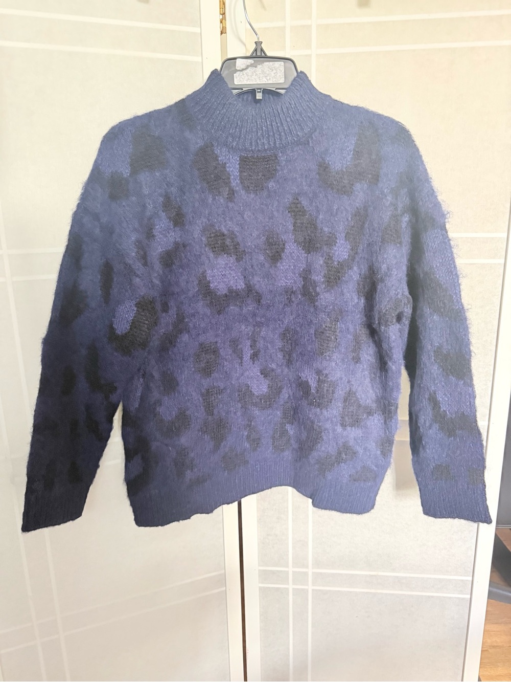 kate spade Navy & Black Leopard Mock Neck Sweater